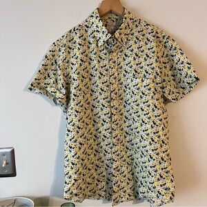 J Crew men’s slim fit linen short sleeve button down shirt medium daisies
